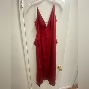 Amy Lynn Burgundy Satin Dress